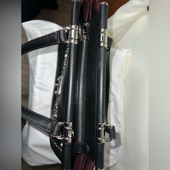 Coach Drifter Grace Pebbled & Suede Leather Studded Framed Satchel NWOT HTF RARE - Picture 7 of 16